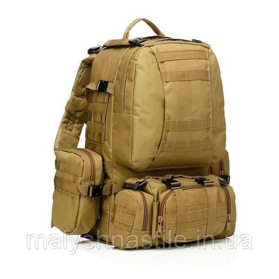 Військово-тактичний рюкзак Molle Assault 55 L+ 3 органайзери, койот