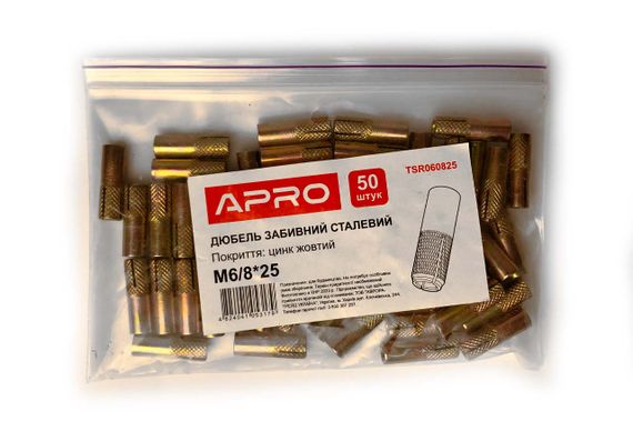 Дюбель забивной стальной Apro - 8 х 25мм x М6 (50шт) (TSR060825) | Зображення 1