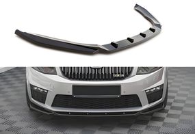 Передний лип-спойлер DPT V-2 (для RS, 2013-2017, черный глянец) для Skoda Octavia III A7