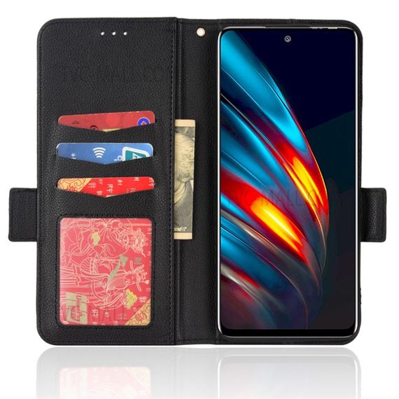 Чохол книжка з кишенями для карт на Tecno Pova 3 колір Чорний | Зображення 1