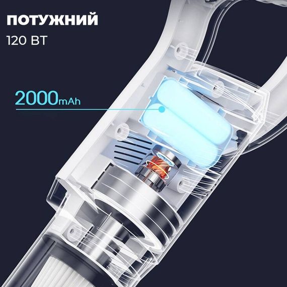Бездротовий акумуляторний пилосос 4в1 120 Вт, 2200 мА/год, легкий, потужний, маневрений, Xiaomi, HY-118 (234566729_360) | Зображення 4