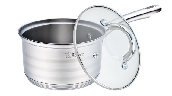 Кухонний ковш Bollire BR-2001, 1.6 л, 16 см, з нержавіючої сталі з кришкою, для всіх типів плит | Зображення 1