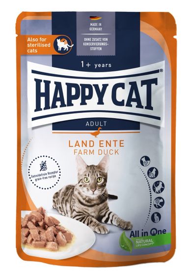 Влажный корм с уткой для котов Happy Cat Beutel Culinary Land Ente, 85 гр