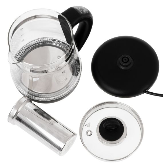 Електрочайник скляний Adler AD 1299 чорний, 1,5 л, 2200 Вт, з регулюванням температури та підсвіткою | Зображення 4