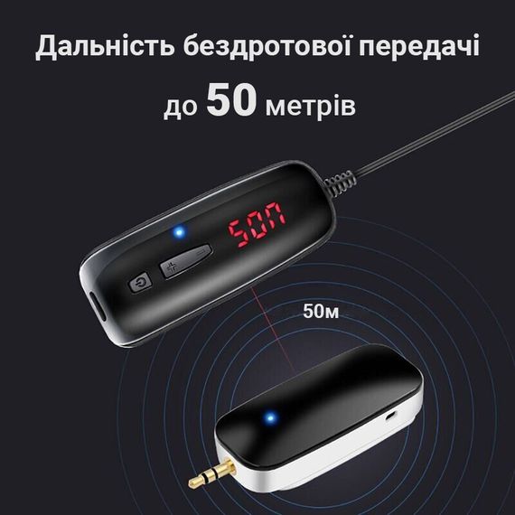 Беспроводной петличный микрофон Savetek P7-UHF 3-pin для телефона | смартфона, до 50 метров | Зображення 1