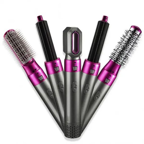 Фен-щітка стайлер 5 в 1 мультистайлер для завивки та укладання волосся повітря з насадками | Зображення 1