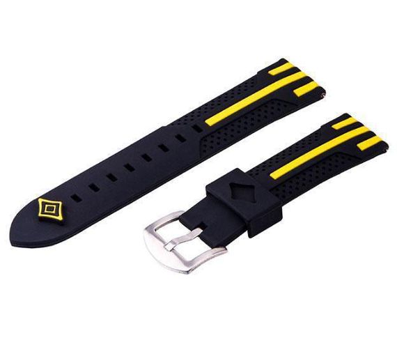 Силиконовый ремешок Primo Dart для часов Motorola Moto 360 2nd gen (46mm) - Black-Yellow