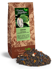Чай Саусеп ТМ "Чайні шедеври", 500 г, чай зелений китайський байховий листовий з добавками