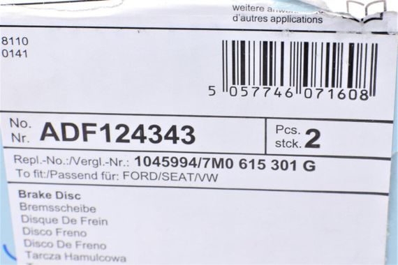 Диск тормозной передний VW Sharan 95-10 Ford Galaxy 95-06 287.7x25  с покрытием  ADF124343 | Зображення 4