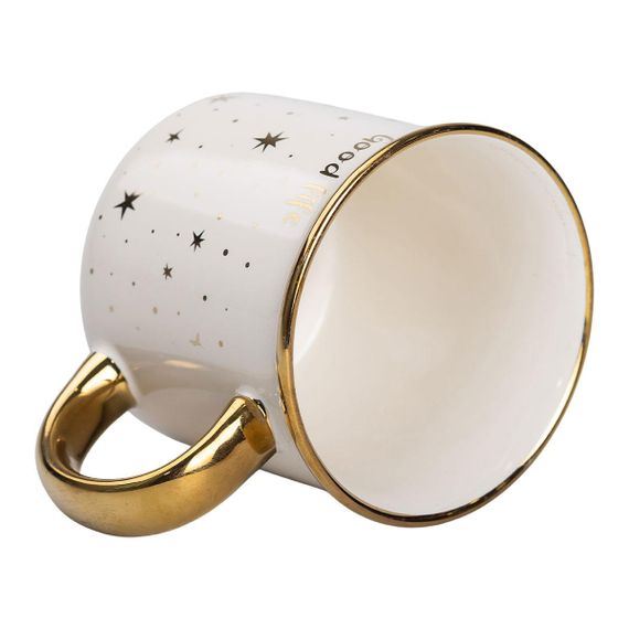 Чашка фарфоровая с золотым ободком и позолоченной ручкой 320 (мл) Good life Белая RX-N231506W | Зображення 2