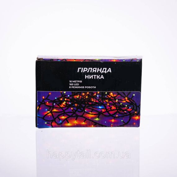 Новорічна гірлянда кімнатна нитка 14 м 160 LED чорний провід Жовтий W160LED16MBY | Зображення 7