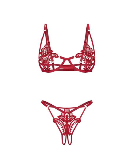 Комплект Obsessive Luise Sublim Red 2-pcs crotchless set L/XL Sex Aura | Зображення 5