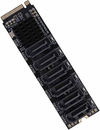 Адаптер-конвертер WANGCL M2 NGFF NVME M-Key PCI Express в SATA 3.0 6 Гбит/с, 6 портов, плата расширения для жесткого диска | Зображення 1