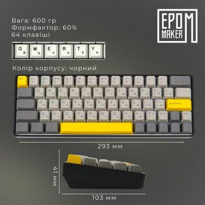 Клавиатура Epomaker EP64 60 Mulan Switch Hot-Swap RGB Wireless/Bluetooth/USB UA Black (EP64-B-M) | Зображення 5