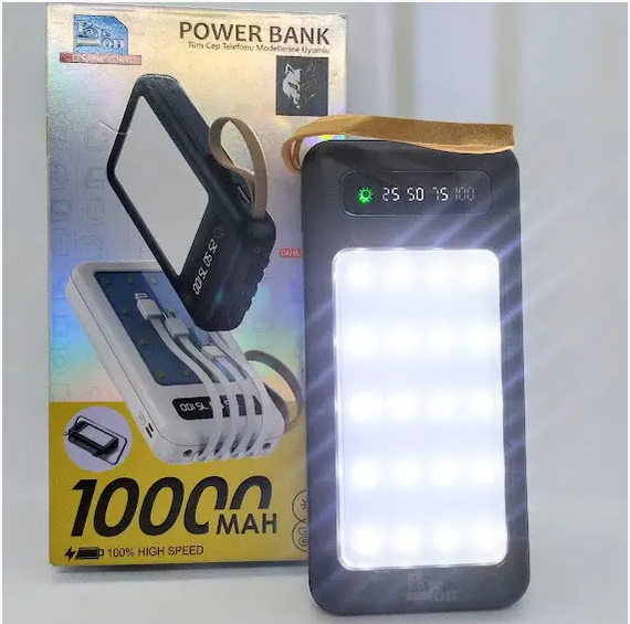 Power Bank 20000 mAh со встроенными кабелями и фонариком | Зображення 3