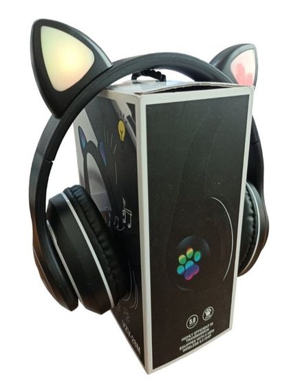 Навушники бездротові Cat Ear VZV-28M Bluetooth з різнокольоровим LED підсвічуванням та котячими вушками Чорні | Зображення 4