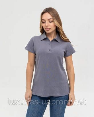 Жіноча Сіра футболка Поло, бавовняна футболка Поло (є 15 різних кольорів) - власне виробництво