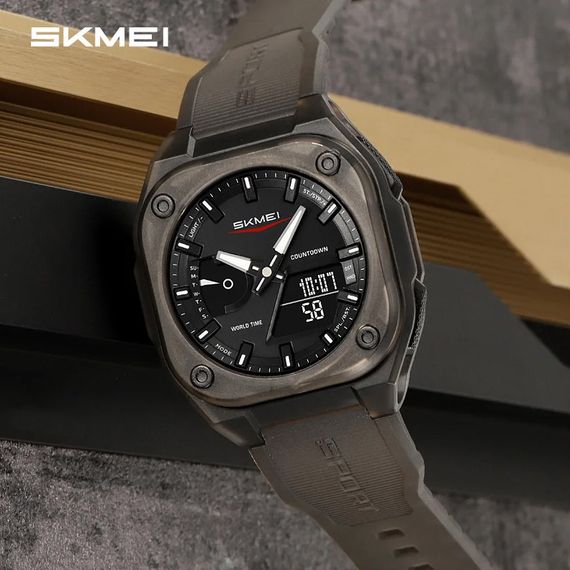 Хороший наручний годинник чоловічий SKMEI 2328TRBK, Годинник кварцовий армійський Рибальський SI-27 | Зображення 1