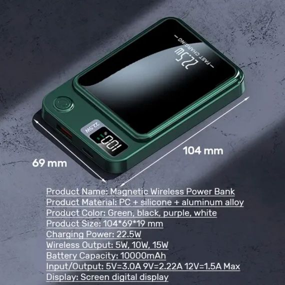 Power bank бездротовий XIYT Y211 / швидке заряджання / Magsafe / Magnetic / 22.5 W + 15 W / 10000 mAh | Зображення 5