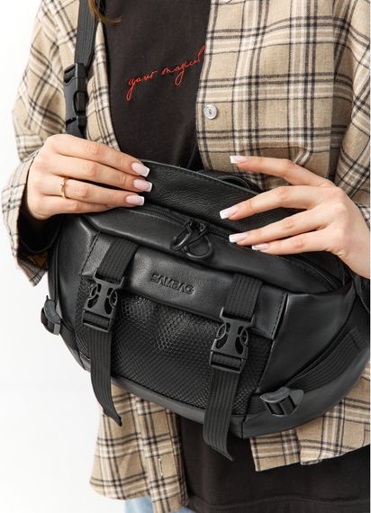 Велика жіноча поясна сумка бананка Sambag DynamicDart чорна 38 × 21 × 7 см (80411101) | Зображення 7