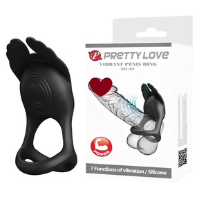 Ерекційне кільце Pretty Love — Vibration Penis Ring SILAS Black, BI-210318 Sex Aura
