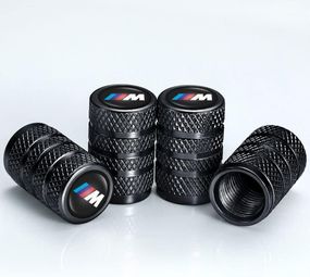 Набір ковпачків на ніпель з логотипом для BMW 4 шт, ковпачки на клапани шин металеві пилозахисні чорні, для БМВ