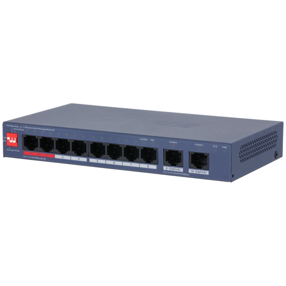 8-портовий керований PoE комутатор DH-CS4010-8ET2GT-110 з 8 портами POE 100Мбіт