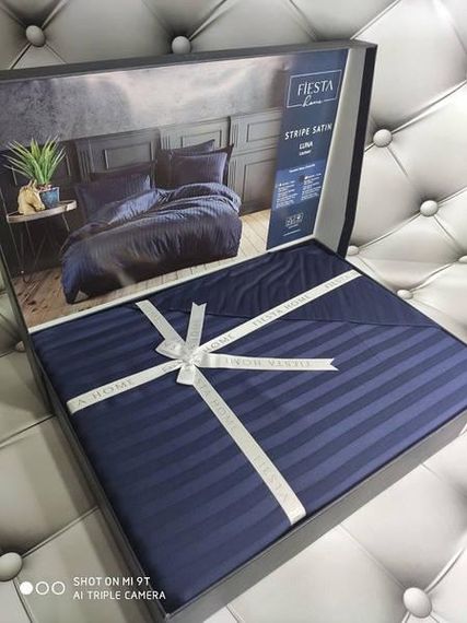 Постельное белье Fiesta luna lacivert  Сатин-страйп Хлопок Евро размер (4 наволочки)