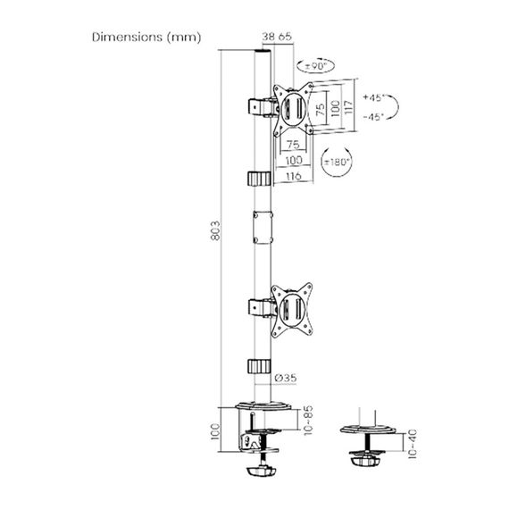 Кронштейн Brateck LDT66-C02V | Зображення 3