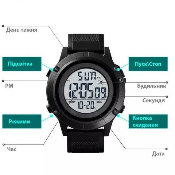 Водонепроникний чоловічий годинник SKMEI 1508BKWT BLACK | Оригінальний чоловічий годинник | Годинник SH-470 військовий чоловічий | Зображення 1