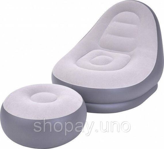 Надувной диван – кровать AIR SOFA | Надувное велюровое садовое кресло с пуфиком для отдыха