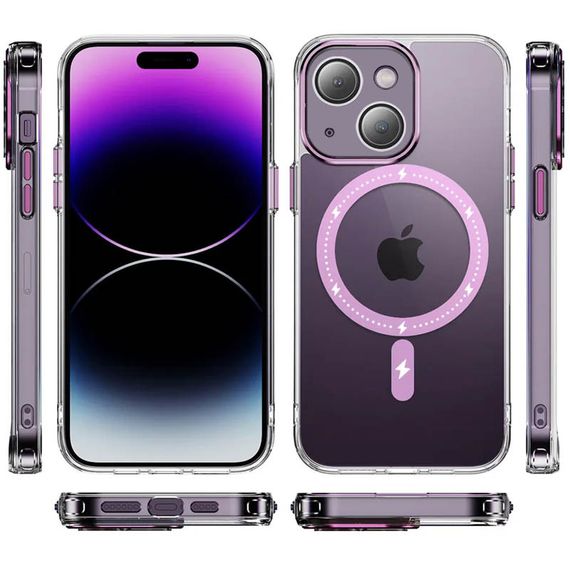 Чехол TPU+PC Colorful with MagSafe для Apple iPhone 14 (6.1") Pink | Зображення 1