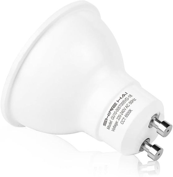 Лампы LED SHINE HAI GU10 5Вт 6500K 350 лм, комплект 6 шт, холодный свет, замена галогена | Зображення 3