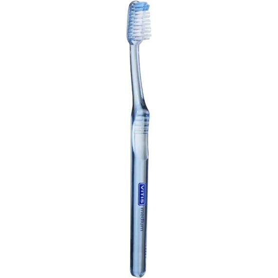 Зубна щітка VITIS MEDIUM синя, середньої жорсткості + паста VITIS WHITENING, 15 мл (DENTAID) | Зображення 1