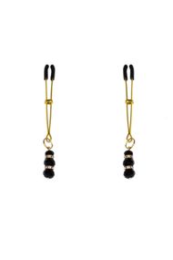 Тонкие зажимы для сосков с подвеской Feral Feelings Thin nipple clamps Золотистый One Size