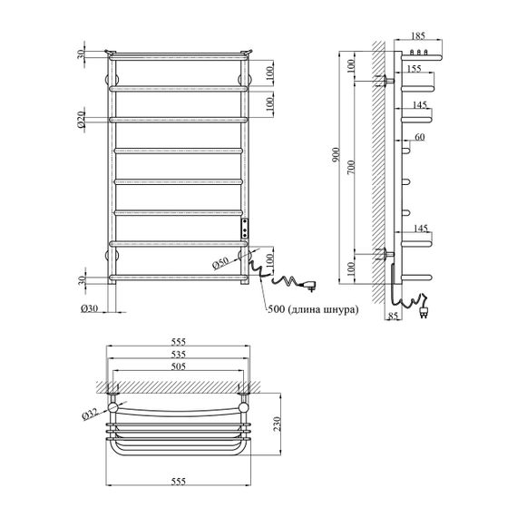Сушарка для рушників електрична Kroner KRP Stern ER900x500-8 | Зображення 1