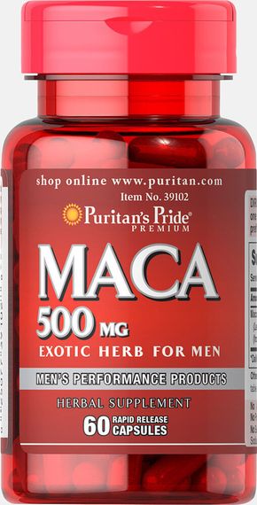 Мака, Maca, Puritan's Pride, 500 мг, 60 капсул