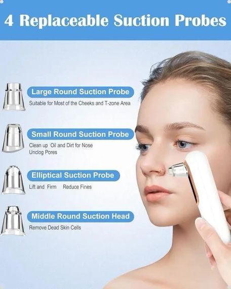 Очисник пор вакуумний Blackhead Remover Y002 Апарат для видалення чорних цяток із 4 режимами та 4 насадками | Зображення 4
