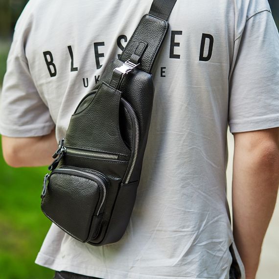 Чоловіча шкіряна сумка-слінг чорна TIDING BAG - MK-96303 | Зображення 5