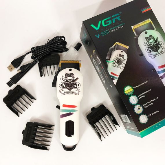 Машинка для стрижки волосся та бороди професійна VGR V-699 B з насадками та LED дисплеєм. IA-938 Колір: білий | Зображення 8