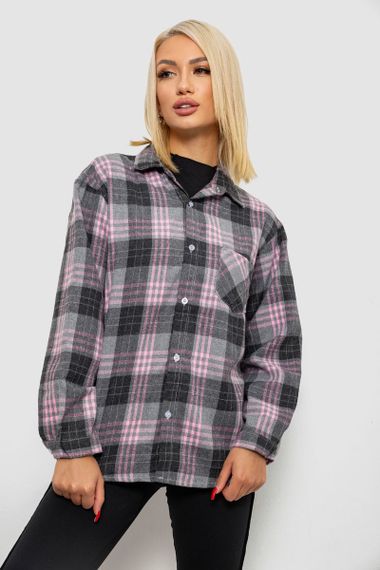 Рубашка женская в клетку, цвет серый, 244R1070-2