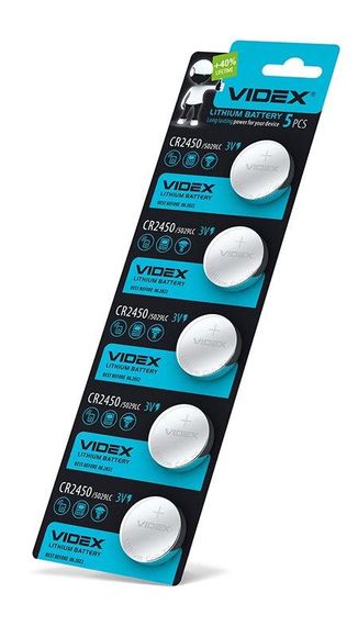 Батарейка літієва Videx CR2450 5шт BLISTER CARD | Зображення 1