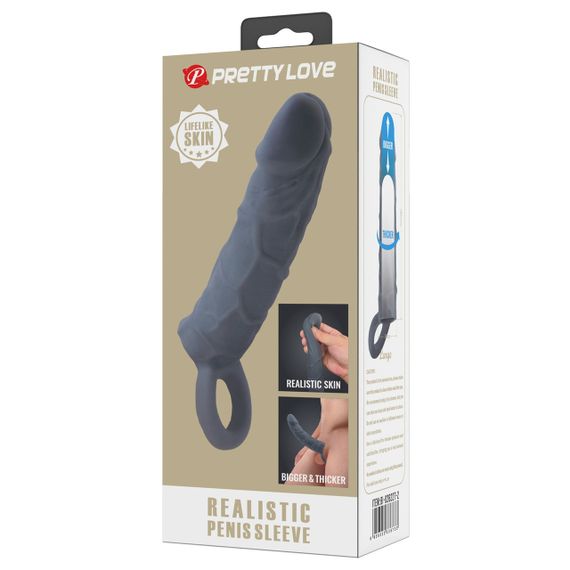 Насадка на пеніс PRETTY LOVE Realistic Penis Sleeve, TPR Sex Aura | Зображення 1