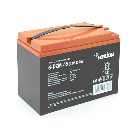 Тяговая аккумуляторная батарея AGM MERLION 6-DZM-45.12V 45A h M5 (222x1211x175)