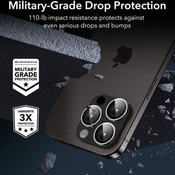 Захисне скло Metal Classic на камеру (у упак.) для Apple iPhone 16 Pro (6.3") / 16 Pro Max (6.9") Срібний / Silver | Зображення 4