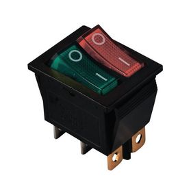 Перемикач KCD2-2101N G+R/B 220V 2 клавіші зелена+червона з підсвічуванням Ny95500809