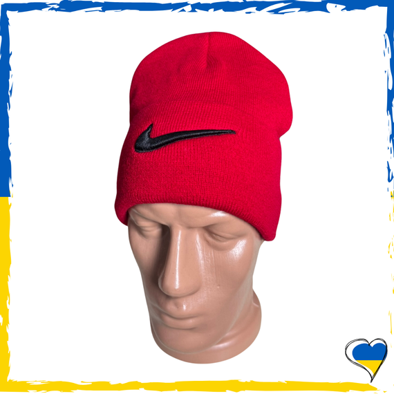 Шапка красная Nike брендовая универсальная, Найк. Шапка мужская, женская, подростковая, детская