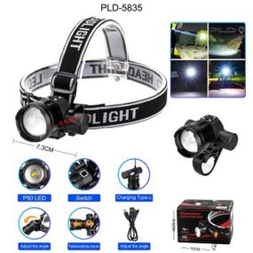 Фонарь налобный PLD-5835-P50 RM-629 с велокреплением