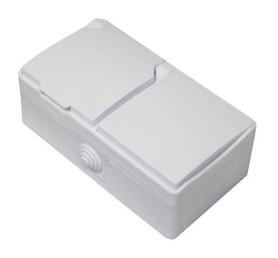 Розетка зовнішня установка 1-а з/к + вимикач зовнішня установка 1-кл. біла IP54 SURFACE Ny95001225 | Зображення 1