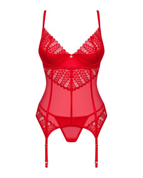 Корсет та стрінги Obsessive Ingridia corset Червоний XL/2XL | Зображення 4